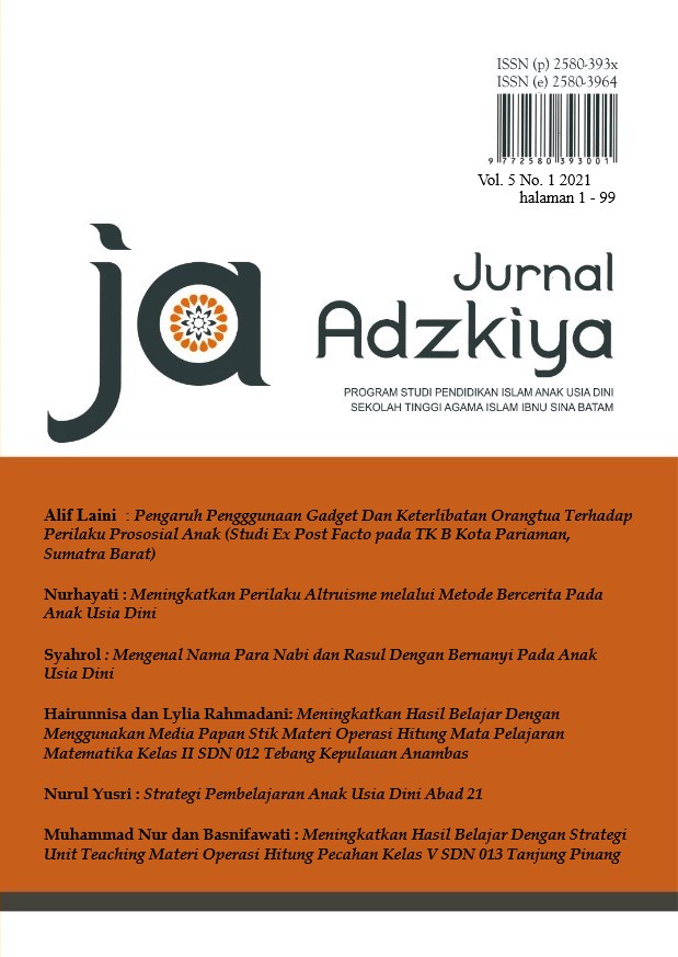 					View Vol. 5 No. 1 (2021): Jurnal Adzkiya
				